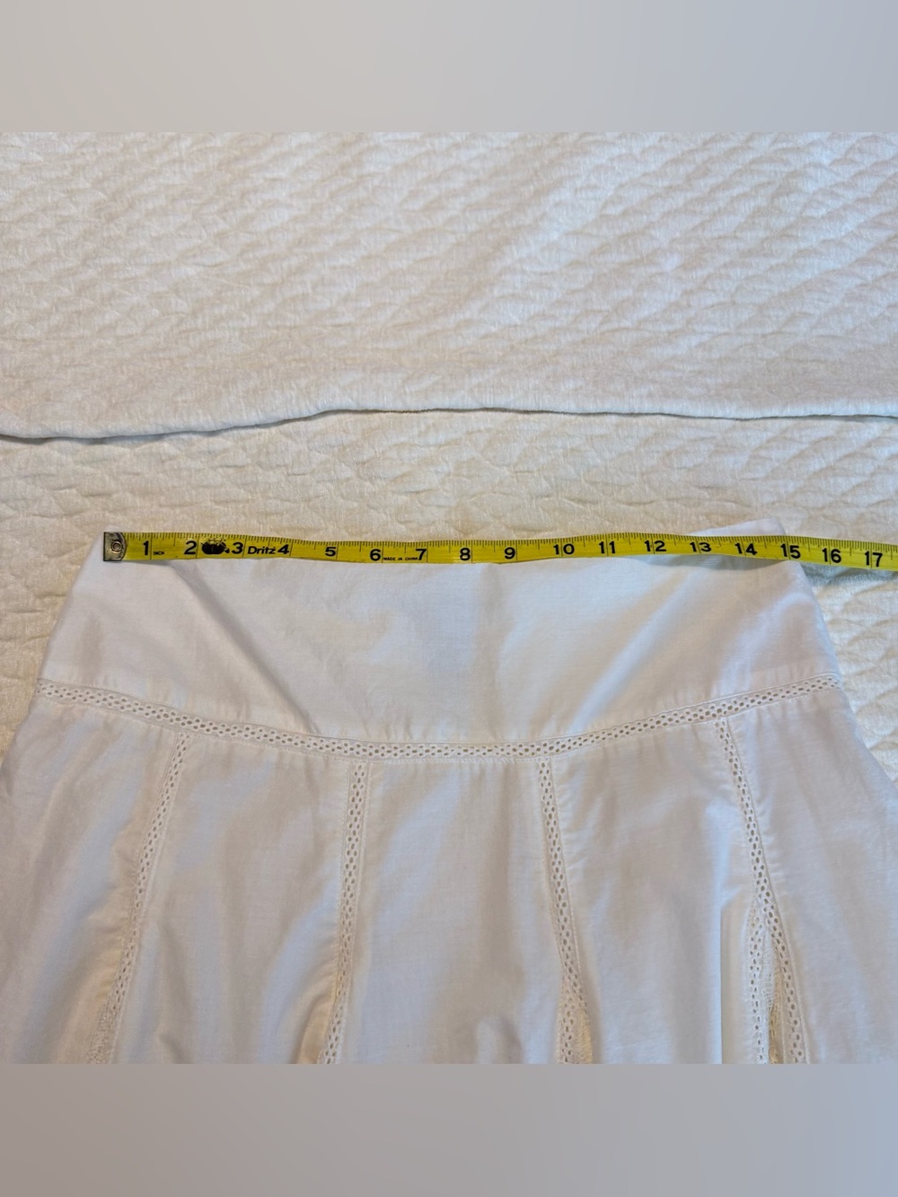 Apt 9 Cotton Ivory Skirt Lace Panels Women’s Size 8 Lined Feminine Romantic - Picture 6 of 9